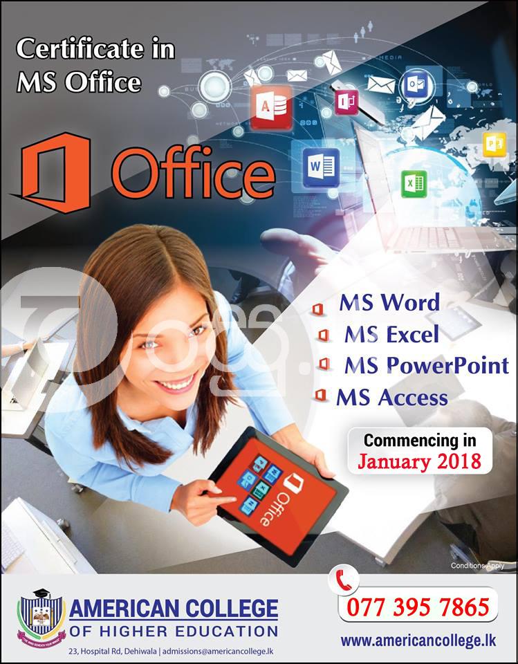Certificate in MS Office  All Education in Galle